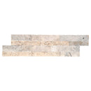 Silver travertine splitface mini ledger panel 4.5"x16" natural travertine wall tile LPNLTSIL4.516-MINI product shot multiple tiles top view