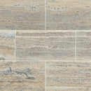 Silver travertine vein cut 12 x 24 honed filled floor and wall tile TTSILTRVC1224HF product shot multiple tiles top view