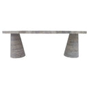 Silver Travertine Vein-Cut Coffee Table with Conic Legs Honed