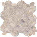 Sliced pebble ash 12X12 tumbled marble mesh mounted mosaic tile SMOT-PEB-ASH product shot multiple tiles close up view