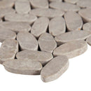 Sliced pebble ash 12X12 tumbled marble mesh mounted mosaic tile SMOT-PEB-ASH product shot profile view