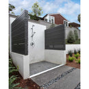 Sliced pebble coal 11.81X11.81 tumbled marble mesh mounted mosaic tile SMOT-PEB-COAL product shot out door view