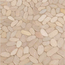Sliced pebble earth 11.81X11.81 tumbled marble mesh mounted mosaic tile SMOT-PEB-EARTH product shot multiple tiles angle view