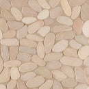 Sliced pebble earth 11.81X11.81 tumbled marble mesh mounted mosaic tile SMOT-PEB-EARTH product shot multiple tiles close up view