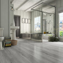SPC Vinyl Rigid Core 9" Width 60" RL, 7mm Thick, 1.5mm IXPE Smoked Pewter Omnia Floors - Mazzia Collection Product shoot Wash Room view 2
