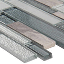 Smoky alps interlocking 11.81X11.81 glass Stone mesh mounted mosaic tile SMOT-GLSPIL-SMOALP8MM product shot profile view