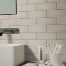 Snow cap white 3x9 glass wall tile  msi collection SMOT-GL-T-SNWHT39 room shot bathroom view 2