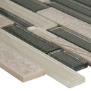 Snow mass interlocking 11.81X11.81 glass stone mesh mounted mosaic tile SMOT-GLSPIL-SNWMAS8MM product shot profile view