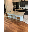 Solid Hardwood Floors Brazilian Teak Cumaru Pre-finished 5 premium Collection SHWSAC237 installed on kitchen floor granite island countertop