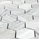 Solto White Marble 2" Hexagon on 12" x 12" Mesh Mosaic Tile
