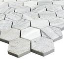 Solto White Marble 2" Hexagon on 12" x 12" Mesh Mosaic Tile