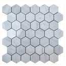 Solto White Marble 2" Hexagon on 12" x 12" Mesh Mosaic Tile