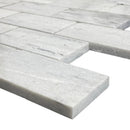 Solto White Marble 2"x4" Brick Honed on 12" x 12" Mesh Mosaic Tile