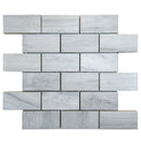 Solto White Marble 2"x4" Brick Honed on 12" x 12" Mesh Mosaic Tile