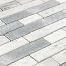 Solto White Marble Strip Liner on 12" x 12" Mesh Mosaic Tile
