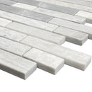 Solto White Marble Strip Liner on 12" x 12" Mesh Mosaic Tile