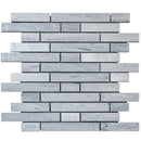 Solto White Marble Strip Liner on 12" x 12" Mesh Mosaic Tile