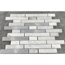 Solto White Marble Strip Liner on 12" x 12" Mesh Mosaic Tile