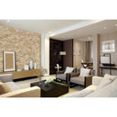 Sparkling autumn splitface ledger corner 6 X18 natural quartzite wall tile LPNLQSPAAUT618COR product shot wall view