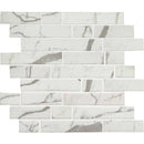Statuario celano interlocking 11.81X11.81 glass mesh mounted mosaic tile SMOT-GLSIL-STACEL6MM product shot multiple tiles close up view