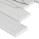 Statuario celano interlocking 11.81X11.81 glass mesh mounted mosaic tile SMOT-GLSIL-STACEL6MM product shot profile view