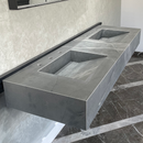 HANDCRAFTED ARMANI GREY HIGH ENGINEERED PORCELAIN DOUBLE SINK (ES-096)