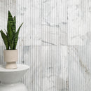 Capri Blue Valentino Fluto 12"x24" Honed Fluted Marble Wall Tile - MSI Collection flower pot view