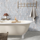 Capri bluegray 4 in x 12 in honed TCAPBLU412H marble floor and wall tile room shot bathroom view