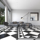 Black Polished 18"x18" Marble Tile room shot living room view