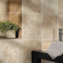 Ivory 12"x12" Antiqued Travertine Tile bath walls view 5