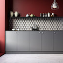 Lonte Silver Drop 14 3/16"x14 15/16" Polished Stars Marble Mosaic room shot backsplash view