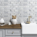 Cararra Honed 2 3/4"x5 1/2" Subway Marble Tile room shot basin view
