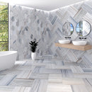 City Cross Cut 16"x24" Leather Marble bathroom view
