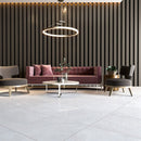 Clear Ice 24"x24" Polished Marble Tile sofa view