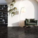 Black Night Brushed 16"x24" Marble Tile sofa view