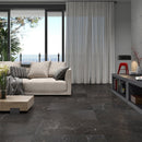 Black Night Brushed 16"x24" Marble Tile sofa view 2