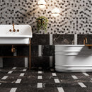 Black Night Textura 10 3/8"x12" Hexagon Marble Mosaic bathroom view