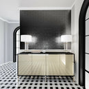 Britannia Light Snow White Black 12"x12" Honed Limestone 2"x2" Mosaic Tile product shot bathroom view