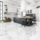 Calacatta Amore 12"x24" Polished Marble Tile product shot living room view