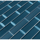 Tahiti blue beveled 2.5x8 glossy glass blue subway tile SMOT-GL-T-TAHBLU2.5X8 product shot multiple tiles angle view
