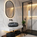 Toros Black Rustic Marble Above Vanity Bathroom Oval Sink (W)14" (L)17" (H)6"