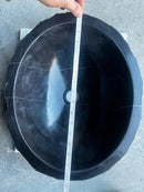 Toros Black Rustic Marble Above Vanity Bathroom Oval Sink (L)17" (W)14" (H)6" length measure view
