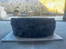 Handcrafted Black Natural Stone Vessel Sink With Rustic Texture