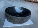 Handcrafted Black Natural Stone Vessel Sink With Rustic Texture