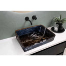 Handcrafted Black Marble Rectangular Bathroom Sink Semi Polished 14