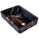 Handcrafted Black Marble Rectangular Bathroom Sink Semi Polished 14