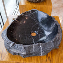 Handcrafted Black Marble Vessel Sink Natural Stone Bathroom Basin