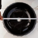 Black Marble Handcrafted Vessel Bathroom Sink 16 Inch Diameter Combed Finish