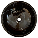 Black Marble Vessel Bathroom Sink 16 Inch Round Handcrafted Natural Stone