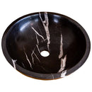 Natural Stone Toros Black Marble Above Vanity Bathroom Sink (D)16" (H)6" product shot angle view